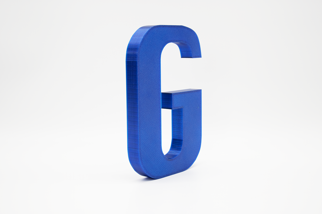 Letra 3D Azul Translúcido