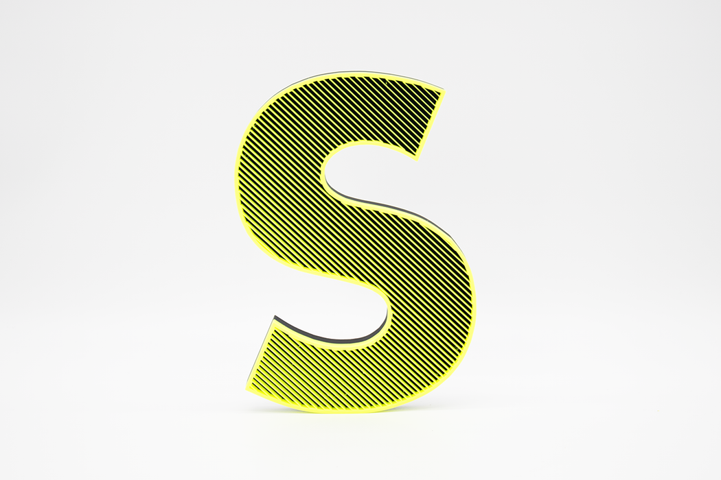 Letra 3D Amarillo FLuor-Negro Let´s Color