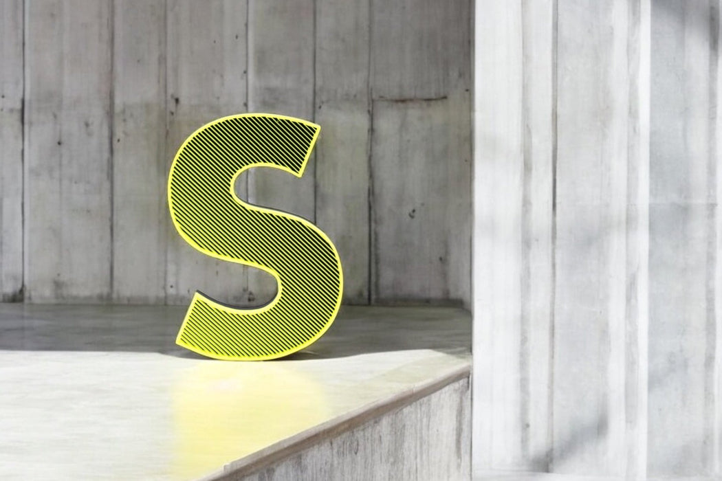 Letra 3D Amarillo FLuor-Negro Let´s Color