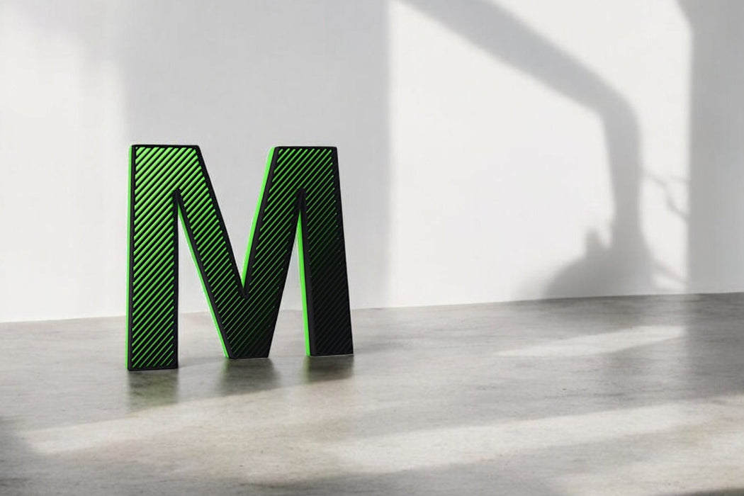 Letra 3D Negro-Verde FLuor Let´s Color